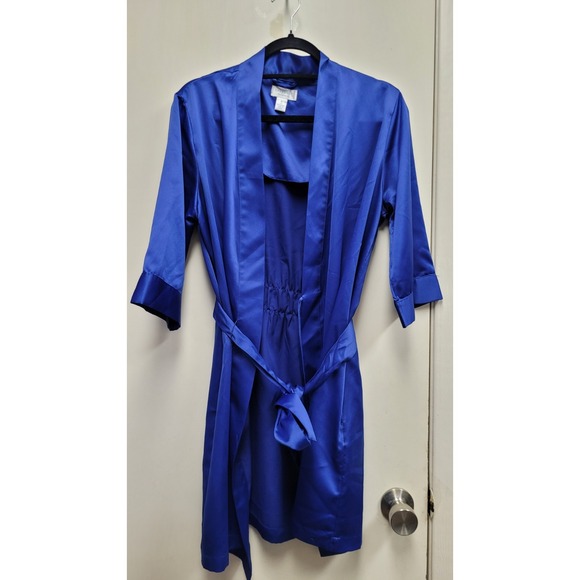 cabernet‎ sleepwear royal blue Mini  robe women's size small - Picture 1 of 8